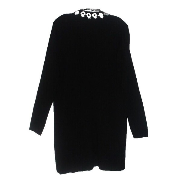 Susan Graver Open Cardigan Black White Embroidered Trim Sweater SZ L NWT - Picture 5 of 6